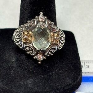 Bixby sterling silver and gold green amethyst ring